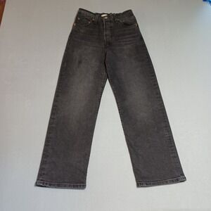 Levis Ribcage Straight Ankle Jeans W26 L27 Washed Black High Rise‎ 72693-0134